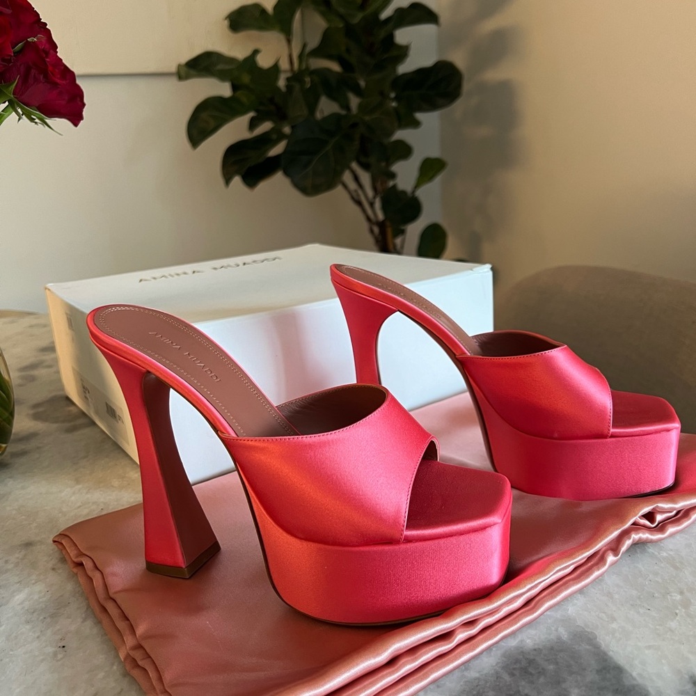 Amina Muaddi Dalida Sandal Satin Bubble - Rare